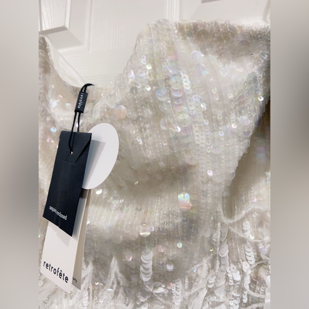 NWT Retrofete Anastasia Sequin Feather Dress - Picture 12 of 16